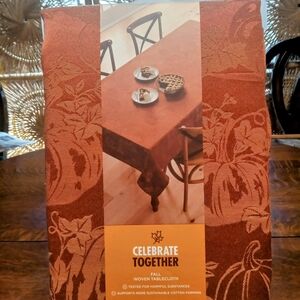 Kohl's Celebrate Together Paprika Jacquard Pumpkin Fall Woven Tablecloth NWT